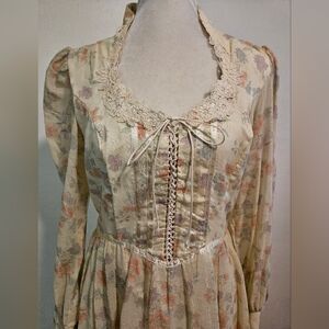 Deadstock Gunne Sax 13 NWT Boho Maxi Drsss Floral  Corset Top